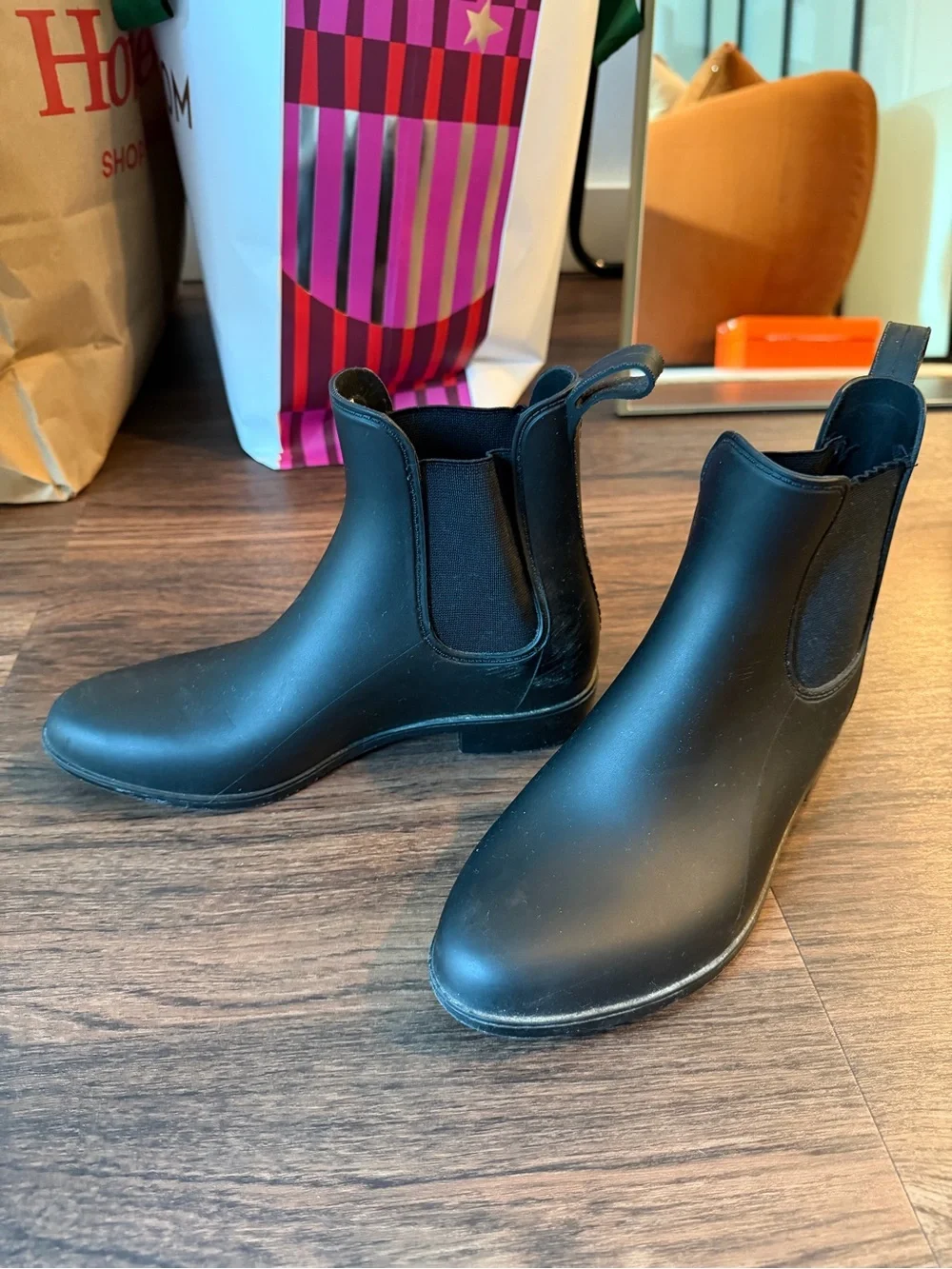 Black Chelsea Rain Ankle Boots